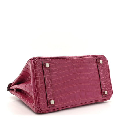 Shiny Niloticus Crocodile Birkin 25 Rose Scheherazade