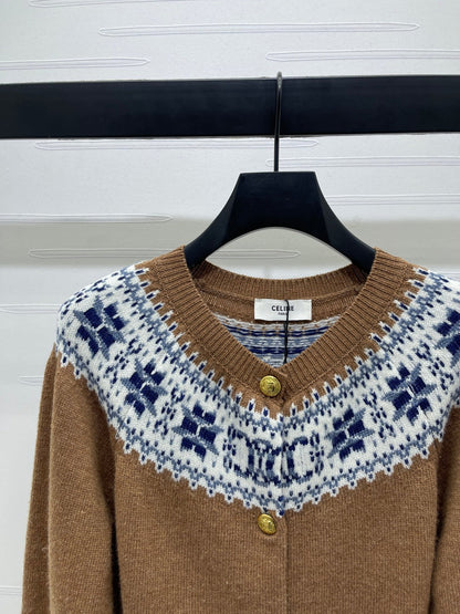 Celine 25 Patterned Cardigan Cashmere 295601