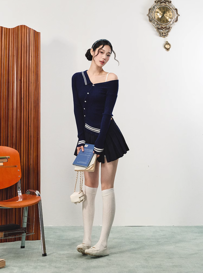 Elegant retro versatile patchwork short skirt autumn mid-waist casual skirt R3333
