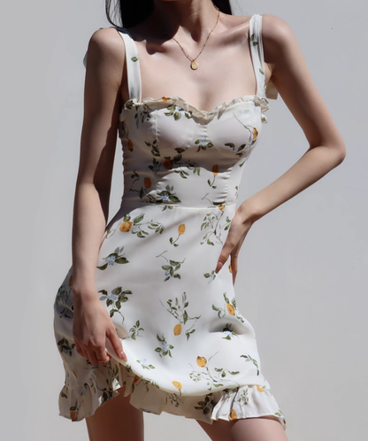 French style fresh girl slim fit and slimming dress, retro waist cinching short skirt dress R2871
