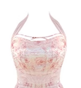 Summer new Korean style slim pink rose chiffon halter dress seaside holiday long dress R0103