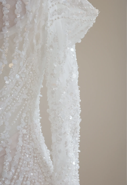 Shiny White Off The Shoulder Sequin Beaded Mermaid Long Party Dress Birthday Prom Dresses D2167