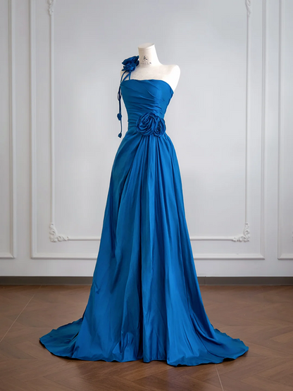 Blue strapless fitted long ball gown, elegant and sophisticated R8198