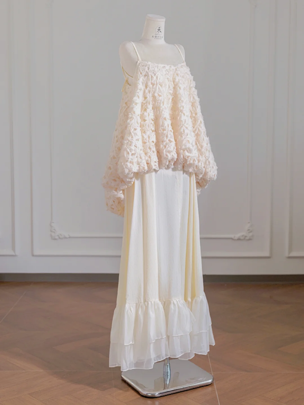Light pink camisole loose top and long vertical skirt set, a ball gown/bridal dress R8253