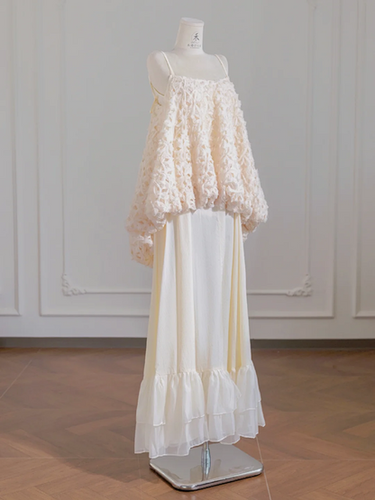 Light pink camisole loose top and long vertical skirt set, a ball gown/bridal dress R8253