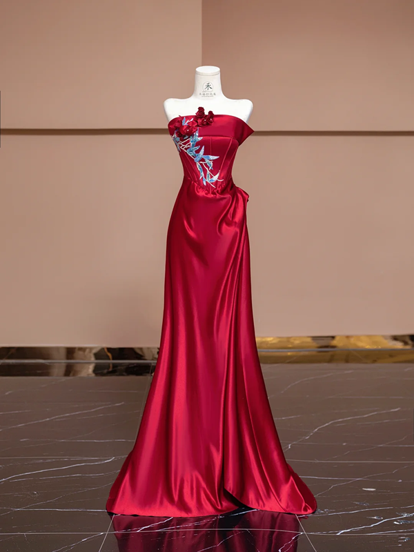 Red strapless fitted long ball gown/bridal dress R8312