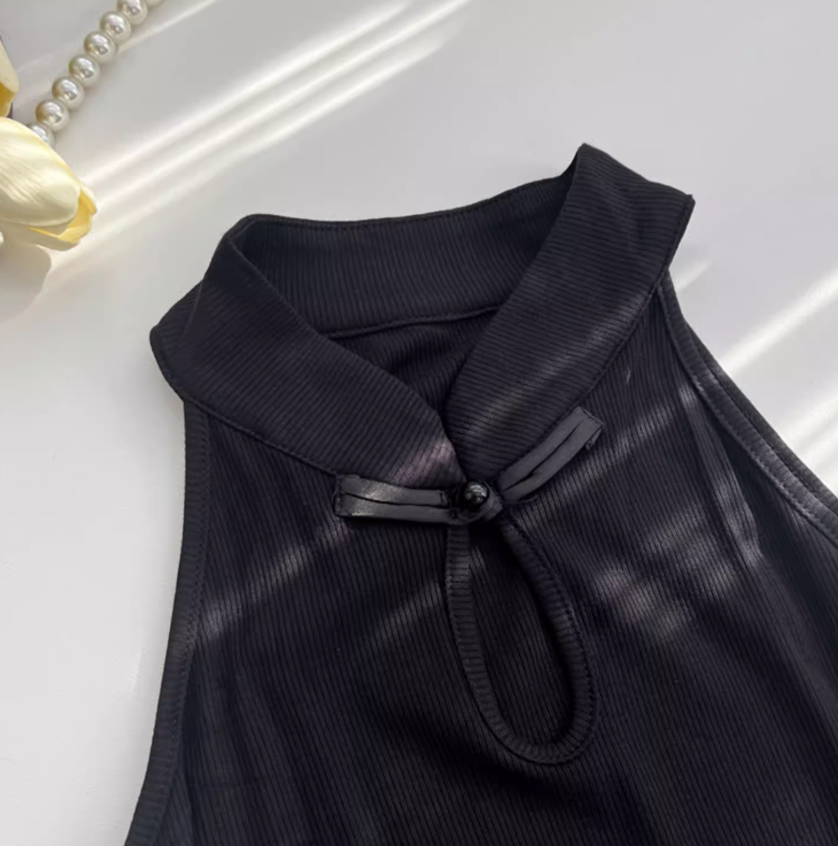New Chinese style design slim step by step lotus black fishtail dress for women R0275