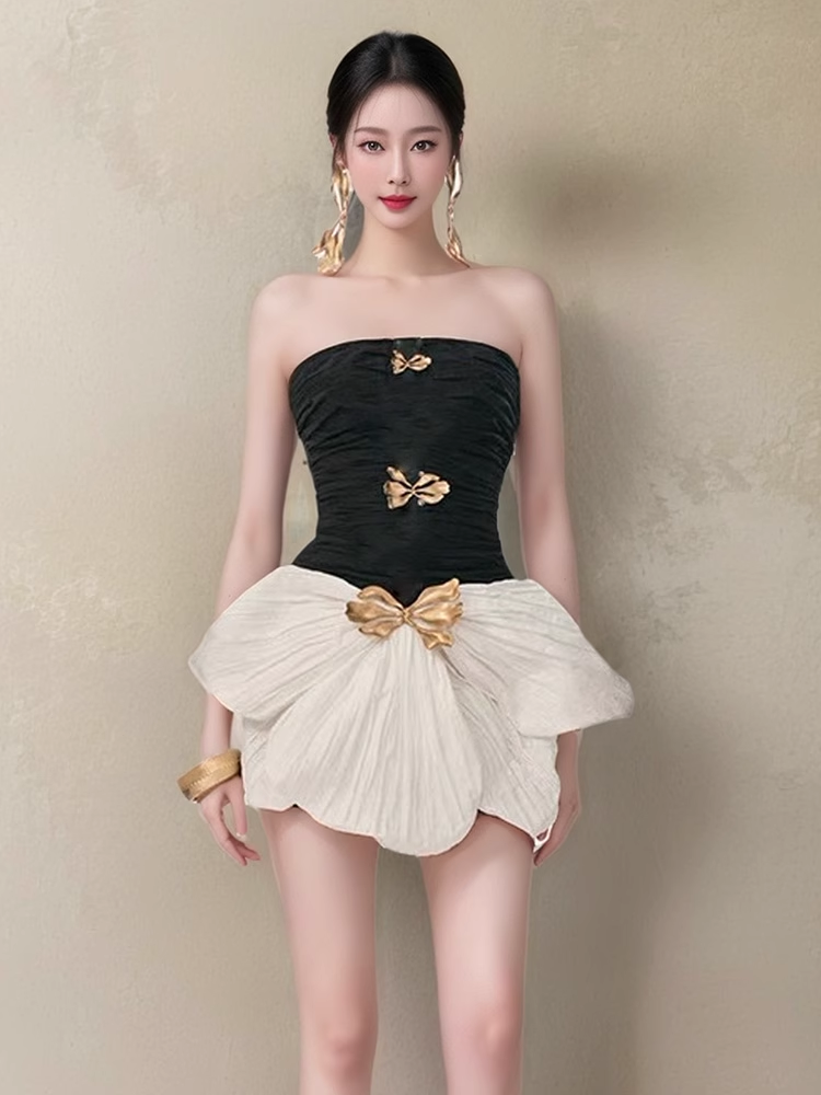 Simple Fashion Strapless Bow Design A-line Mini Party Dresses Homecoming Dresses, D1389