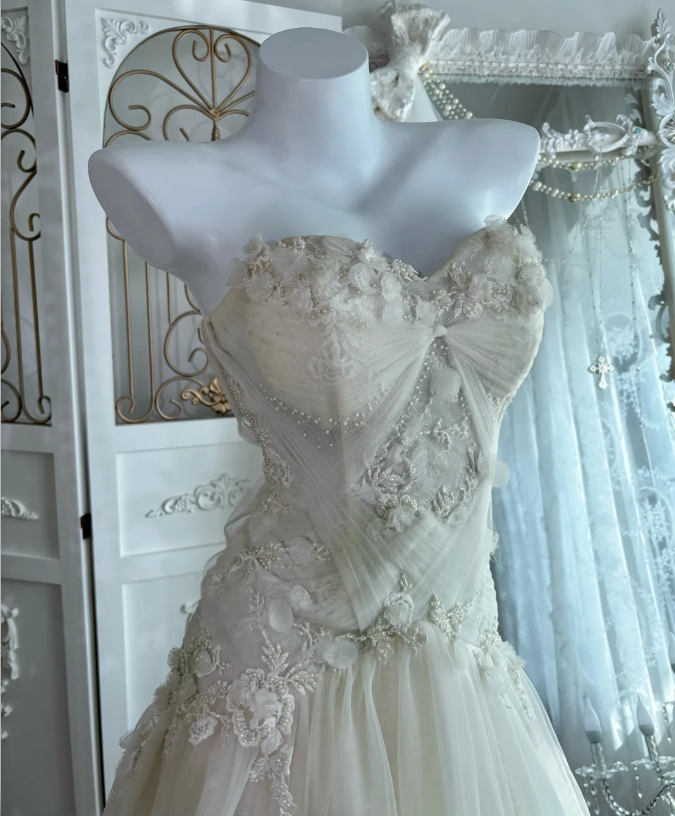 Sweetheart Beige Tulle Prom Party Dress Evening Dress Birthday Dress  fg8648