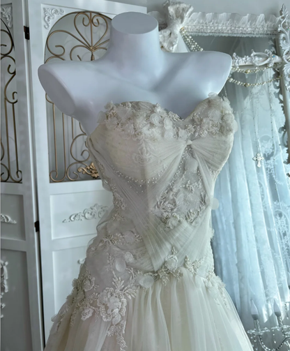 Sweetheart Beige Tulle Prom Party Dress Evening Dress Birthday Dress  fg8648