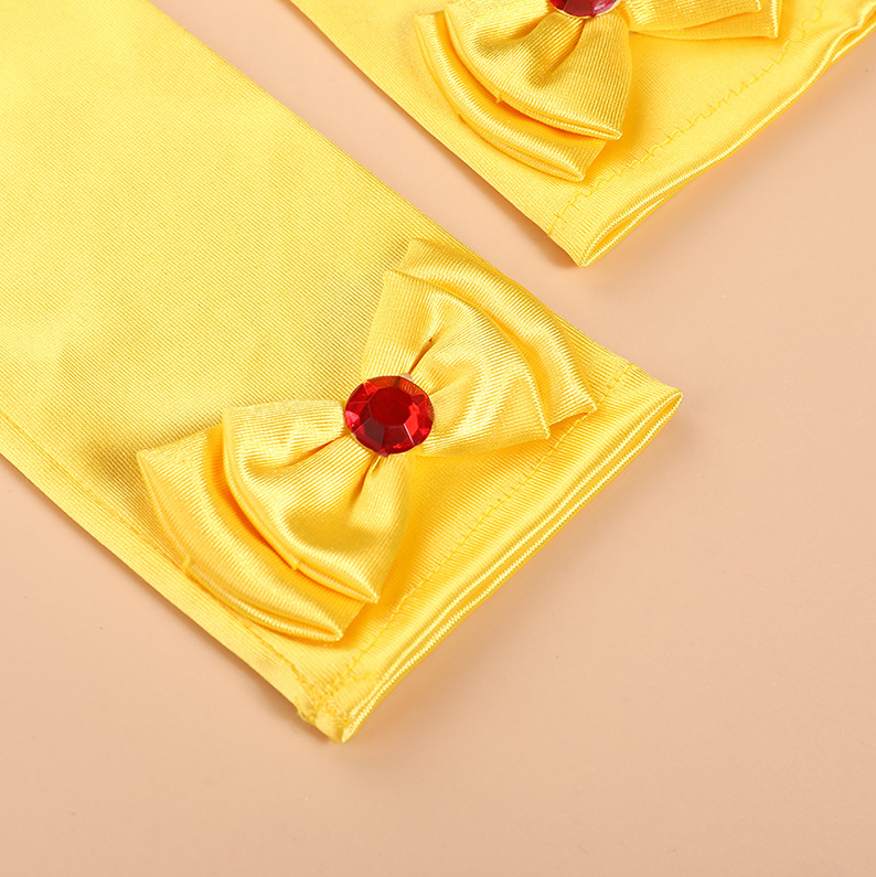 Children's Satin Bow Gloves Children's Performance Party Dress Accessories Sun Protection Long     S6266