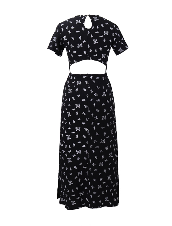 Black new Chinese dress 2025 new niche design long skirt high-end temperament cheongsam skirt R0112