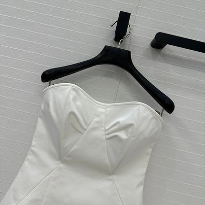 Prada 25 Cat Ear Tube Top Vest White Cotton
