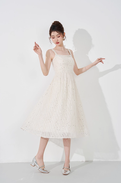 French romantic suspender dress suspender dress new mid-length niche temperament skirt R4379