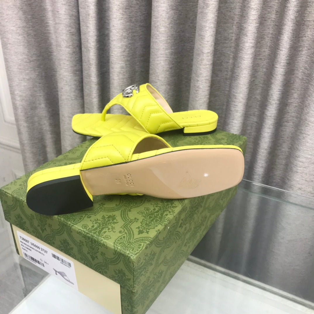 GG  marmont logo - embellished mattelasse leather sandal in yellow
