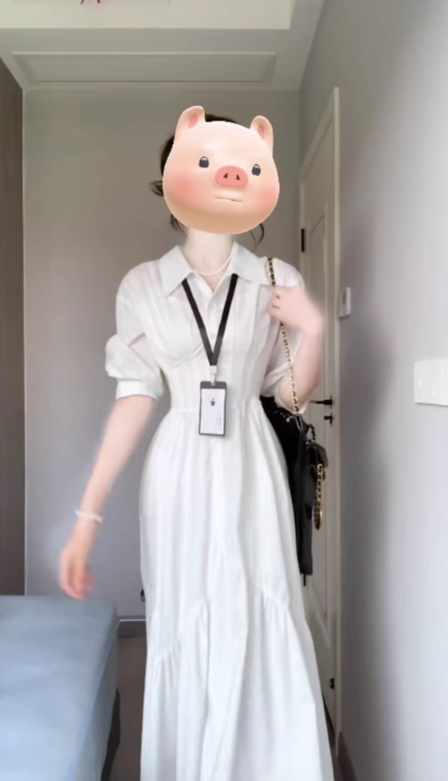 Atmosphere wear white polo long-sleeved dress waist temperament fishbone French long skirt R0484
