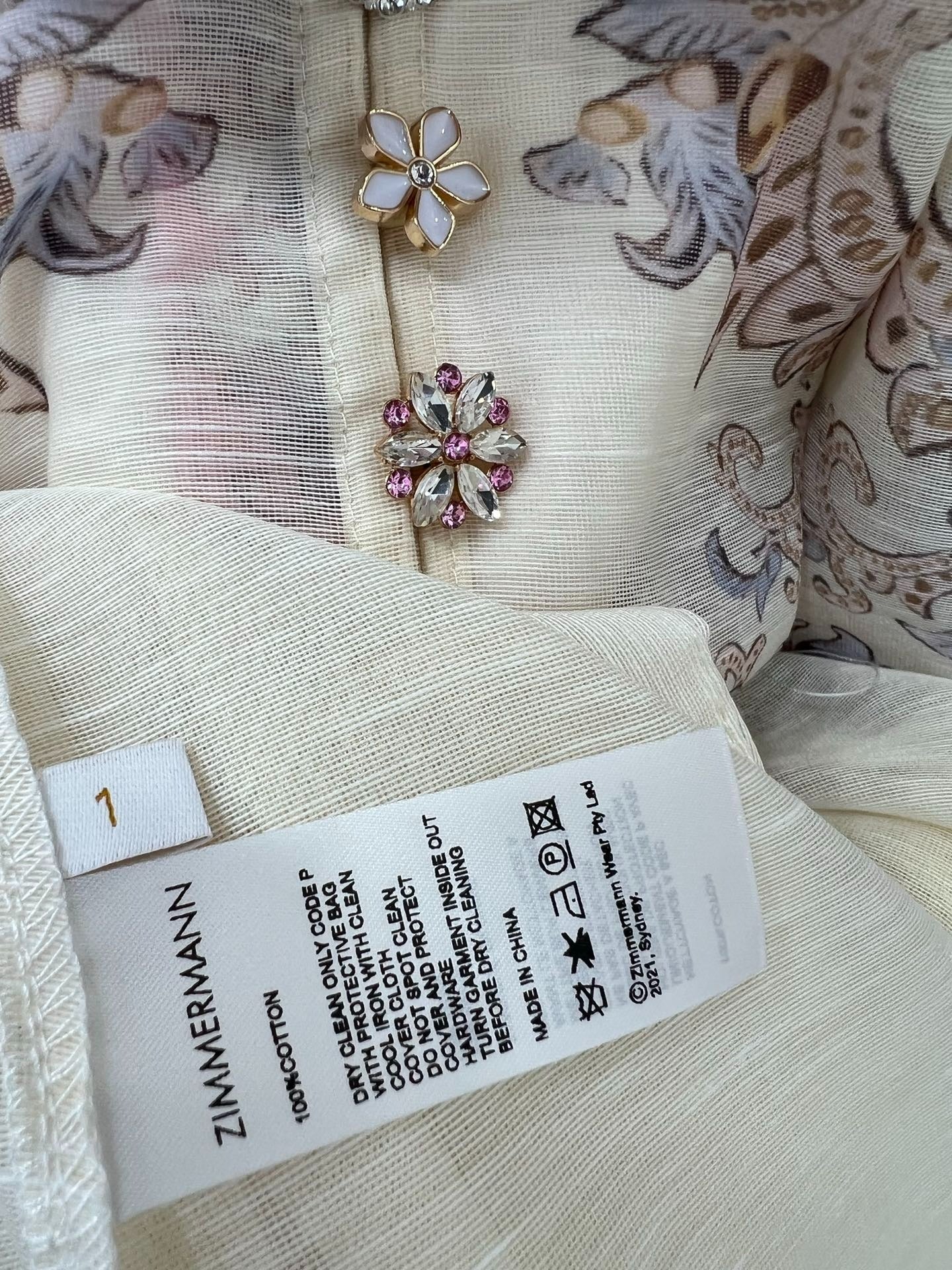 ZIMMERMANN LONG DRESS WITH A STAND COLLAR 275112