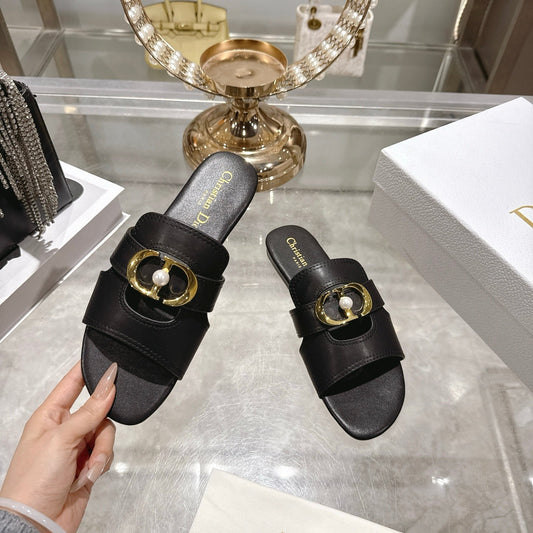 CD 26 Chunky Heel Sandals Black Leather 592273