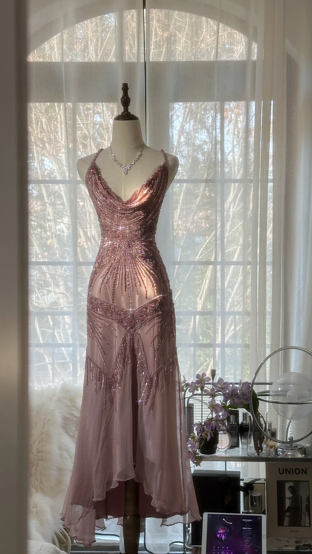 Vintage Elegant Purple Fairy Long Chiffon Spaghetti Strap Romantic Evening Dress Prom Dresses D1494