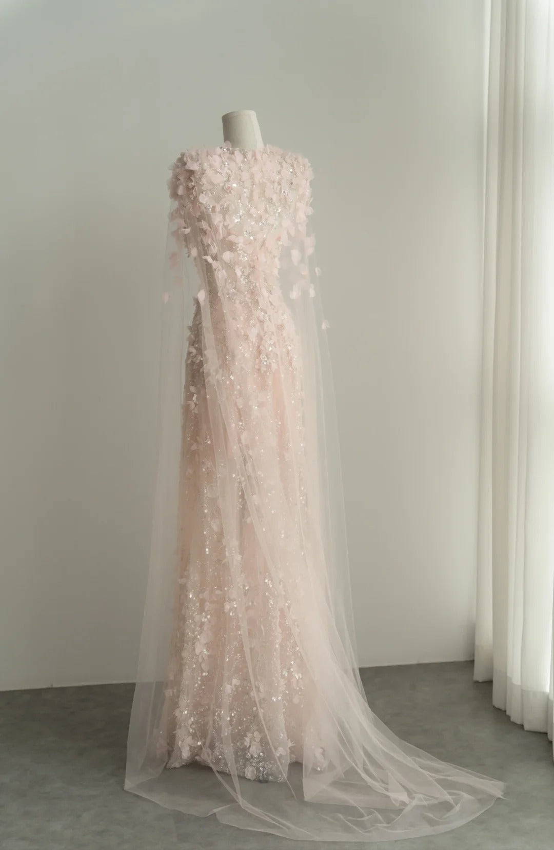 Pink Long Stunning Evening Gowns Prom Party Dresses With Shawl      S6914