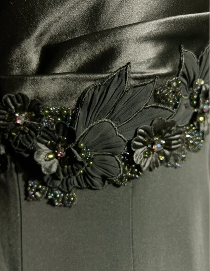 Vintage Spaghetti Straps Olive Green Satin Sheath Long Evening Dress Formal Wedding Guest Dress With Appliques SP1796