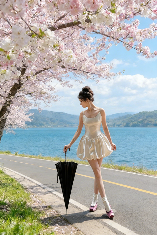 Beige halter-neck fitted short ball gown with tulip skirt R8026