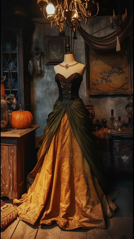 Black strapless fitted waist slim-fitting long ball gown with gold classic skirt R8120