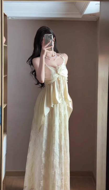 Gentle temperament irregular suspender top skirt two-piece suit for women R0534