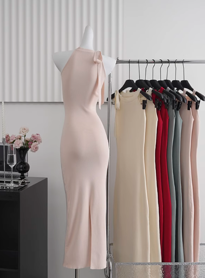 Pure and elegant dress with shoulder-cut design to show your slim figure and versatile long dress R0264