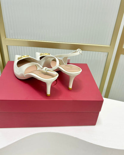 Vlogo The Bold Edition Slingback Pumps 60mm White Glossy Cowhide 843653