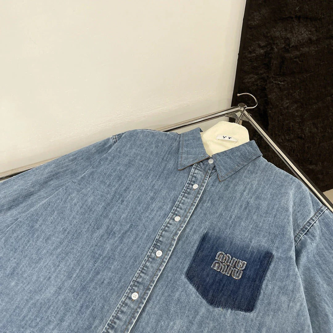MIU DENIM SHIRT JACKET BLUE 265831