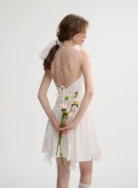White dress suspender skirt French high-end skirt holiday style short skirt female spring new style R3523