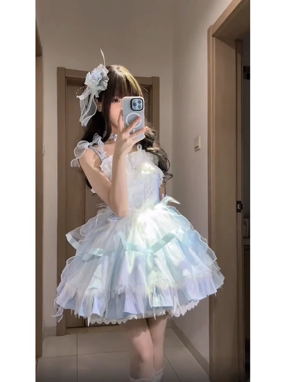 Retro Ball Gown Straps Neckline Short Tulle Birthday Dresses Birthday Outfits