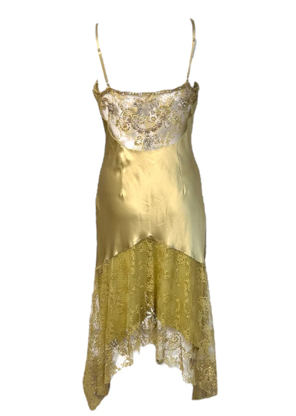 Elegant Gold Spaghetti Straps Satin Lace Beaded Cocktail Dress A Line Homecoming Dress Birthday Outfits S352