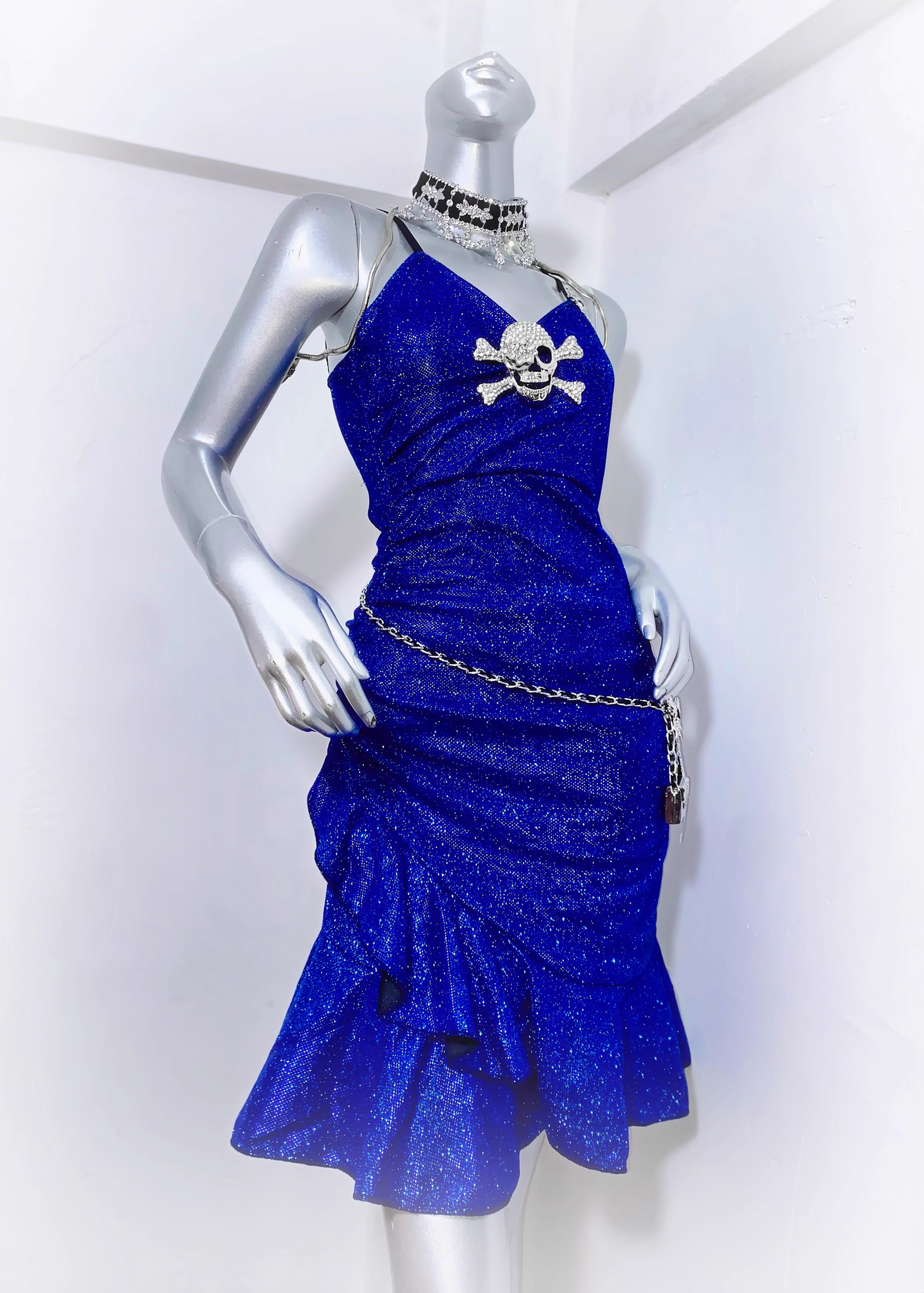 Charming Royal Blue Spaghetti Straps Ruffles Short Birthday Dress Homecoming Dress S614