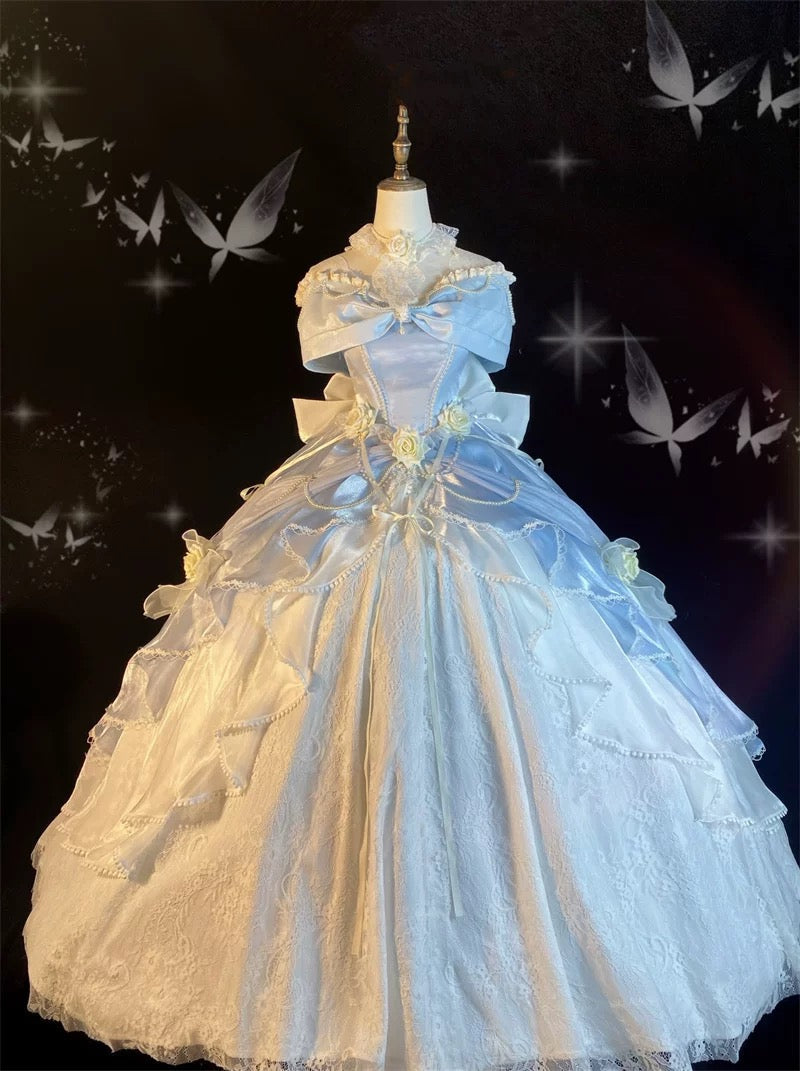 Pretty Ball Gown Sweetheart Satin Short Sleeves Long Evening Gown Prom Dresses