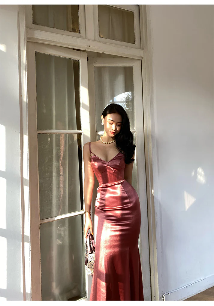 Glamorous Mermaid Backless Cross-up Satin Prom Dress  Y2669