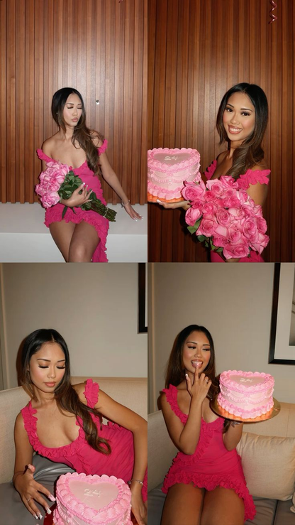 Elegant Pink Sheath Ruffles Short Birthday Party Dress 7th Grade Homecoming Dress S707