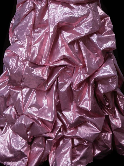 Pretty Princess Sweetheart Neck Candy Pink Satin Pleated Birthday Prom Dresses Evening Dress SP1599
