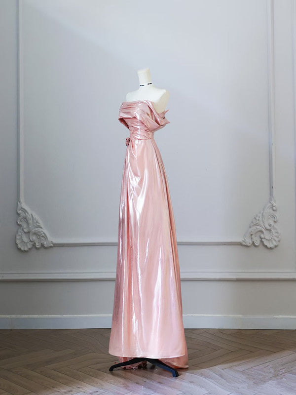 Pretty A Line Off The Shoulder Sequin Pink Long Prom Dresses Evening Gowns
