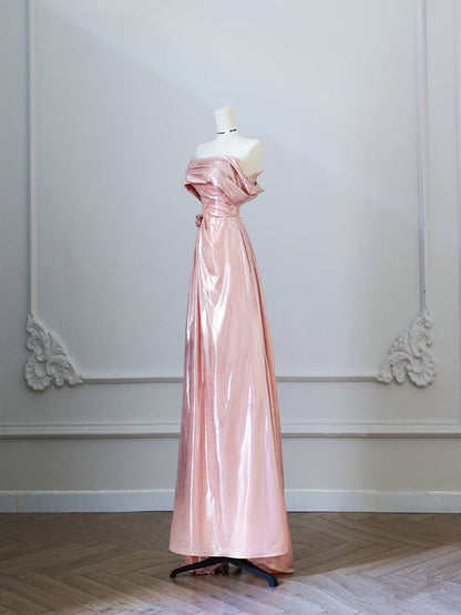 Pretty A Line Off The Shoulder Sequin Pink Long Prom Dresses Evening Gowns