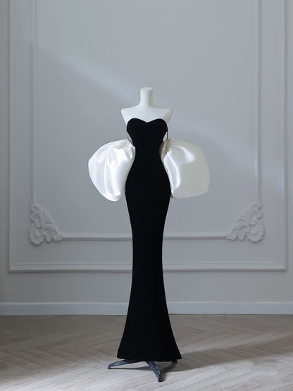 Sexy Mermaid Sweetheart Black Velvet Long Prom Dresses Evening Gowns