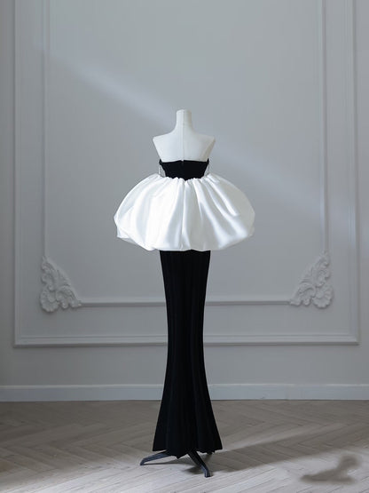 Sexy Mermaid Sweetheart Black Velvet Long Prom Dresses Evening Gowns