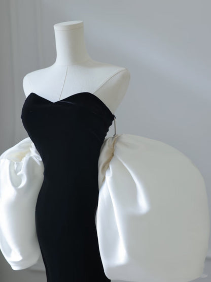 Sexy Mermaid Sweetheart Black Velvet Long Prom Dresses Evening Gowns