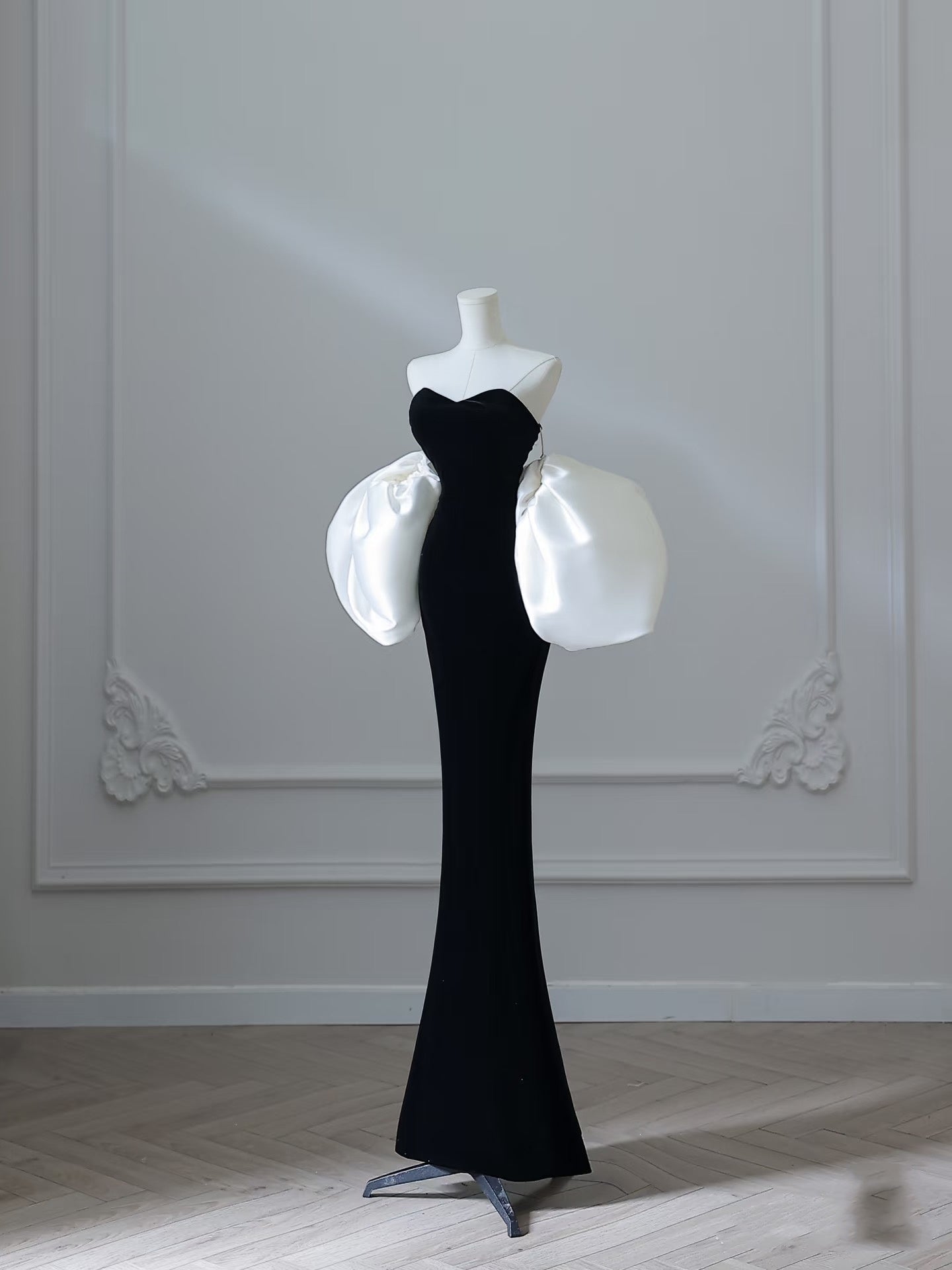 Sexy Mermaid Sweetheart Black Velvet Long Prom Dresses Evening Gowns