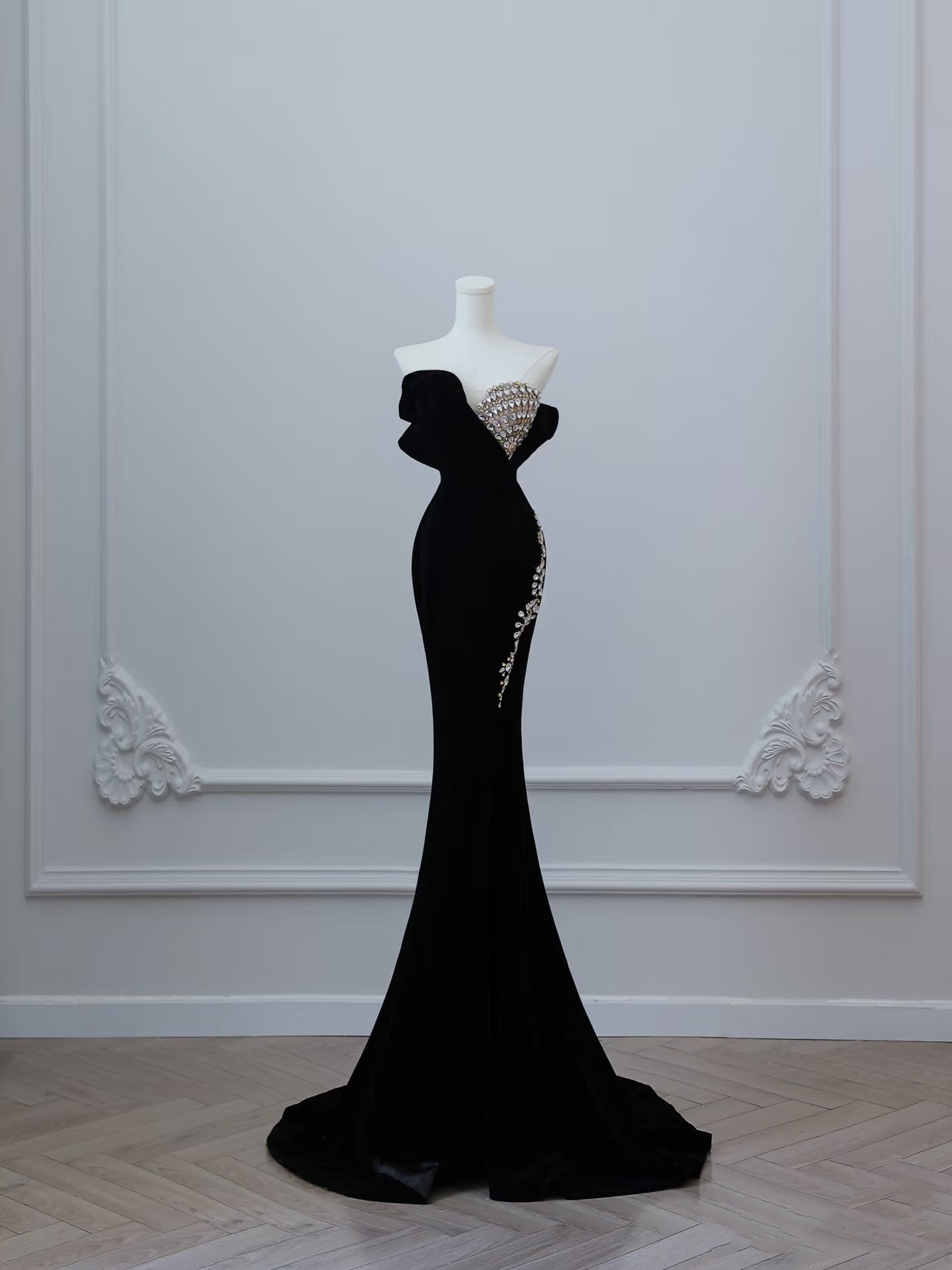 Sexy Mermaid Sweetheart Black Long Prom Dresses Evening Gowns