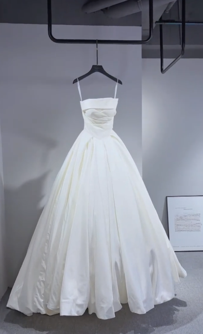 Elegant Ball Gown Spaghetti Straps Taffeta Long Wedding Dresses C3987