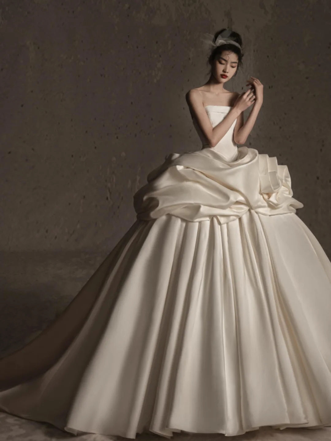 Elegant Ball Gown Strapless Satin Long Wedding Dresses C4134