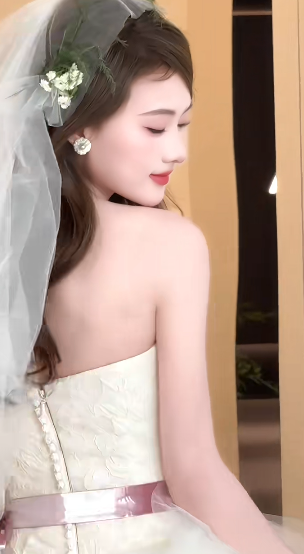 Elegant Ball Gown Strapless Satin Tulle With Veil Long Wedding Dresses C4236