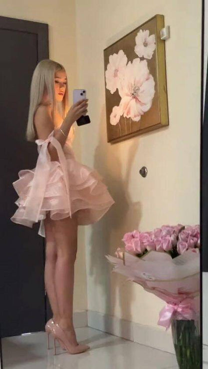 Sweet Ball Gown Off The Shoulder Satin Short Homecoming Dress 18th Birthday Outfits C4800